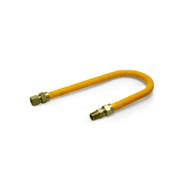 Flextron Gas Line Hose 5/8'' O.D.x36'' Len 1/2" FIPxMIP Fittings Yellow Coated Stainless Steel Flexible FTGC-YC12-36C - main